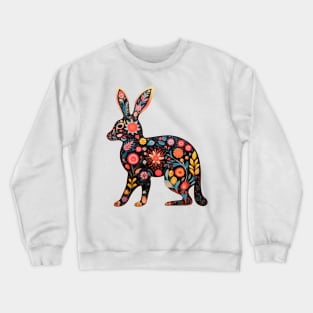 Abstract Floral Rabbit Silhouette Crewneck Sweatshirt